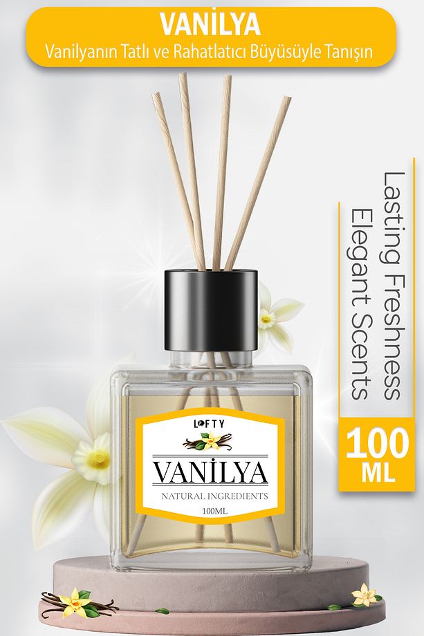 Vanilya Çubuklu Oda Kokusu Uçucu Yağ Reed Diffuser Banyo Tuvalet Yatak Odası Mutfak Ferah Koku 100ml - 1