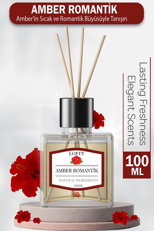 Amber Çubuklu Oda Kokusu Esansiyel Uçucu Yağ Reed Diffuser Banyo Yatak Odası Mutfak Ferah Koku 100ml - 1
