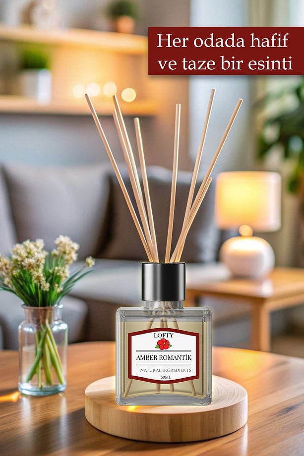Amber Çubuklu Oda Kokusu Esansiyel Uçucu Yağ Reed Diffuser Banyo Yatak Odası Mutfak Ferah Koku 100ml - 3