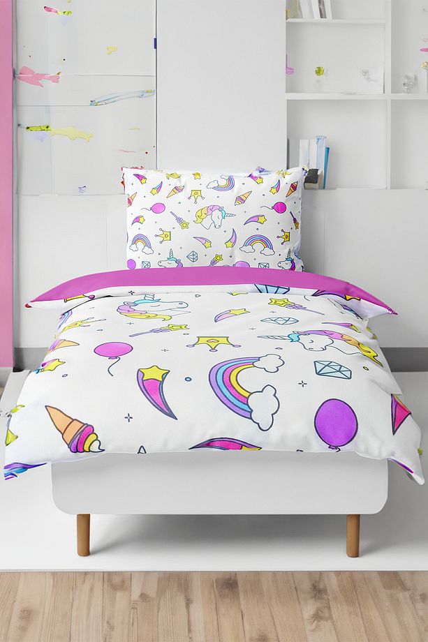 %100 Pamuklu Tek Kişilik Rainbow Nevresim Takımı - 2