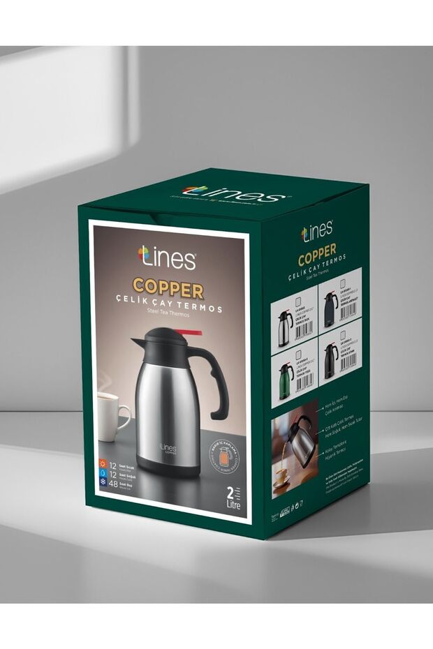 Copper Paslanmaz Çelik 2 Litre Termos SİYAH - 3