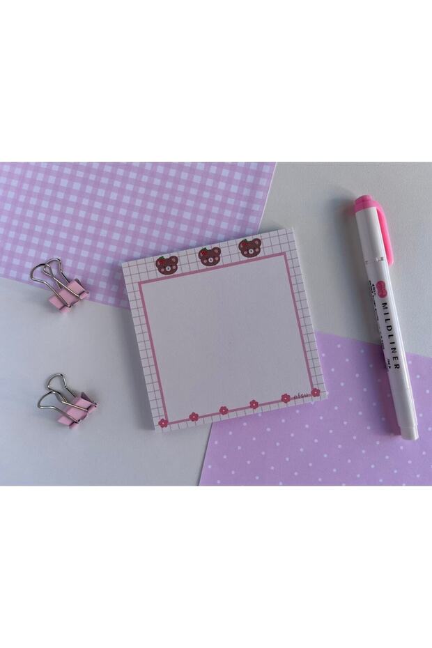 10x10 Çilek Basic Ayıcık Desenli Memopad/notepad/defter - 1