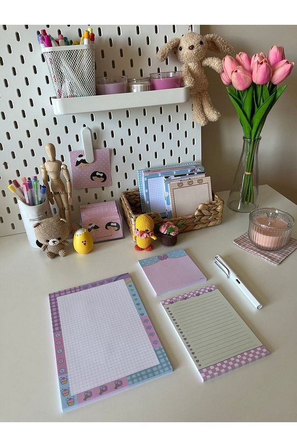 Mor Kurdele Set Memopad/notepad/defter - 3