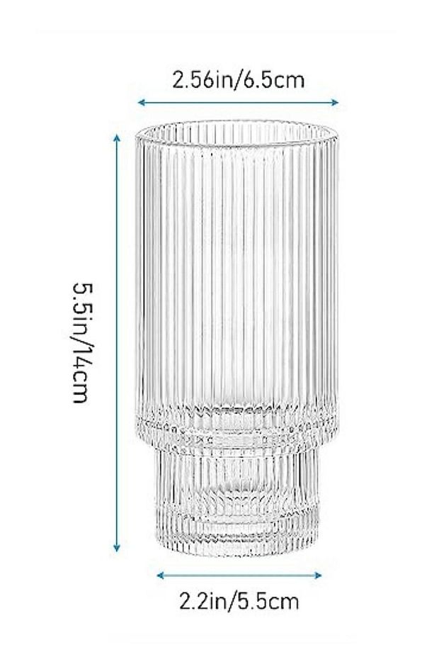 Çizgili Yeni Tasarım Cam Bardak Meşrubat, Latte, Neskafe, Kokteyl, Su Bardağı 400 ml 2 Adet - 2812 - 7