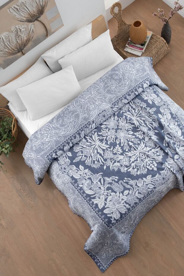 غطاء سرير من القطن لاريا إنديجو جاكار - مقاس 230x250 سم