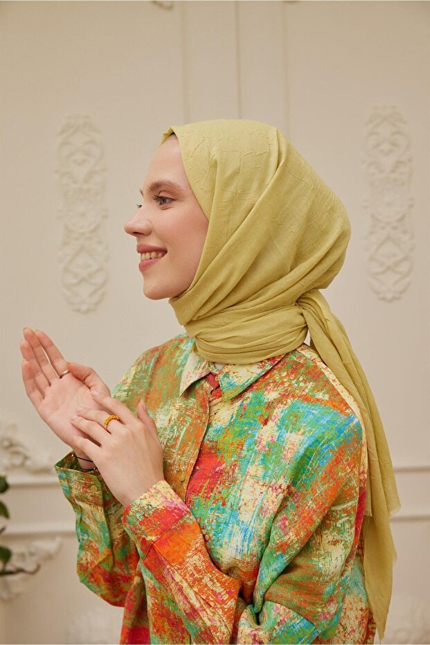 Şalland bambu kraş şal lime - 4