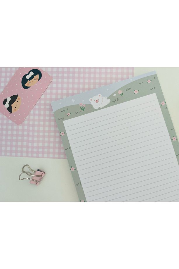 A5 Çayır Beyaz Ayıcık Memopad/Notepad/Defter - 2