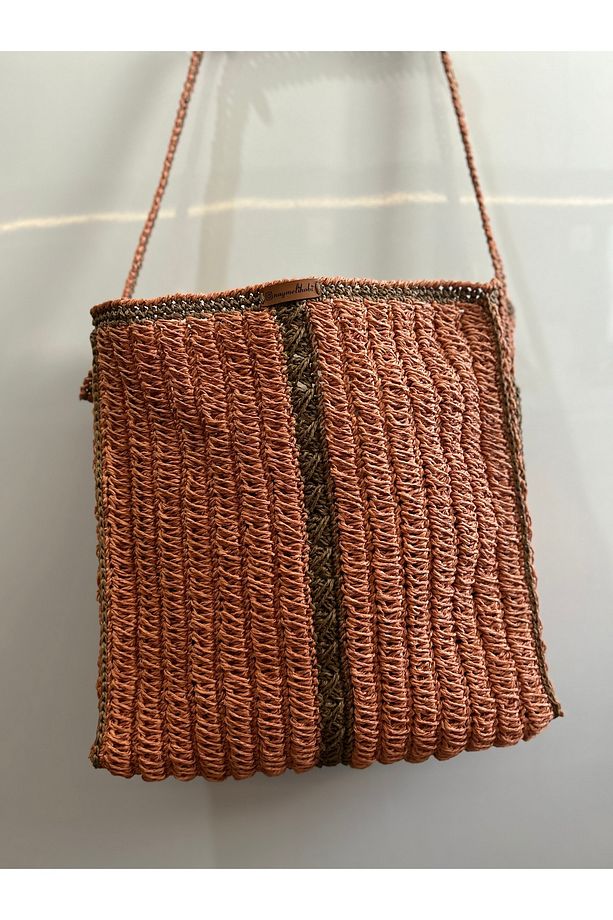 Hasır El Yapımı Örgü Çanta, Kadın Omuz Çantası, Plaj Çantası, Tasarım, Handmade - 1