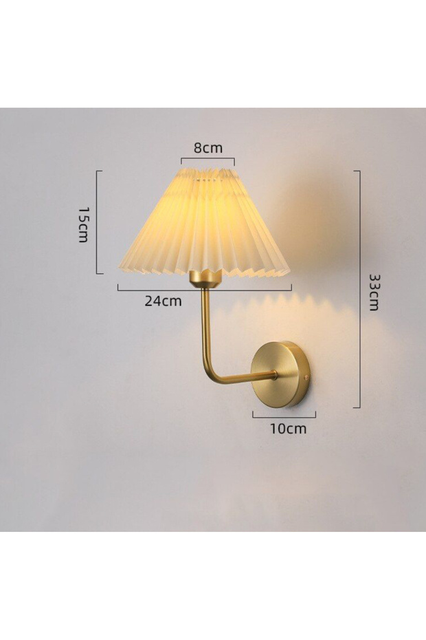 Pilli Aplik Kablosuz Tak Çalıştır  Krem Abajur Umbrella Aplik Eskitme Gold Sarı 1 Adet - 2
