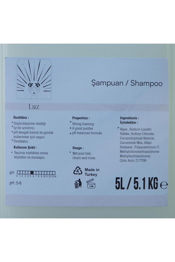 2 adet LUZ 5 litre Bidonla Litrelik Otel, Kuaför, Berber ve Günlük Dökme Şampuan ve Duş Jeli - 9
