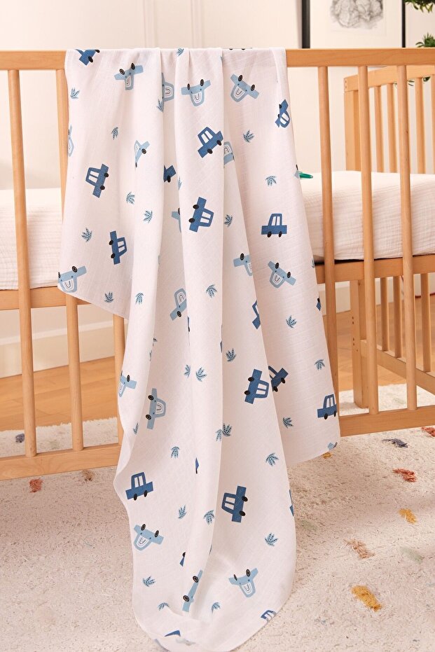 1 Piece 100% Cotton Organic Muslin Blanket - Multi-Purpose, Certified, 100x80 cm