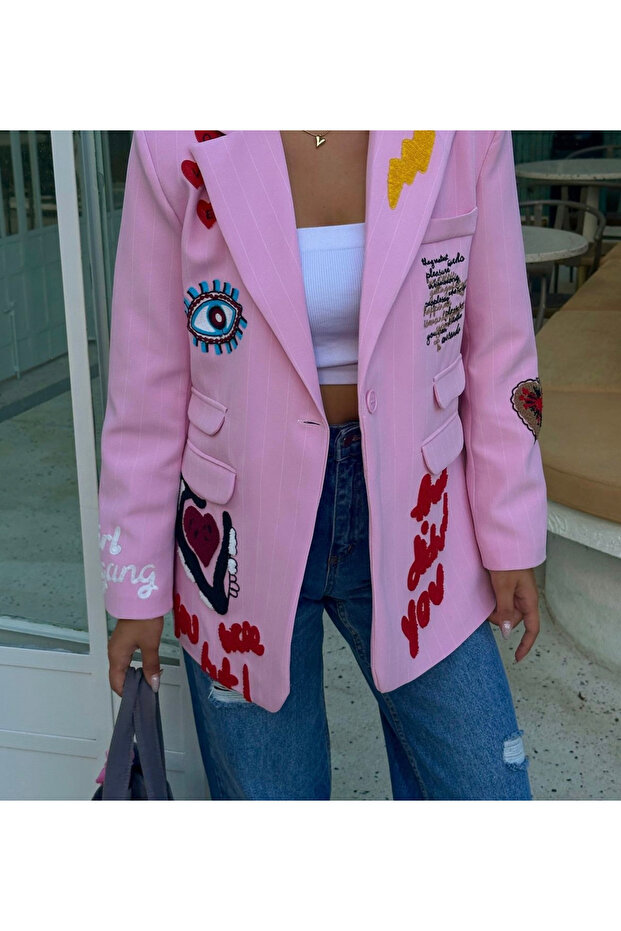 Oversize Striped Blazer Jacket - 5