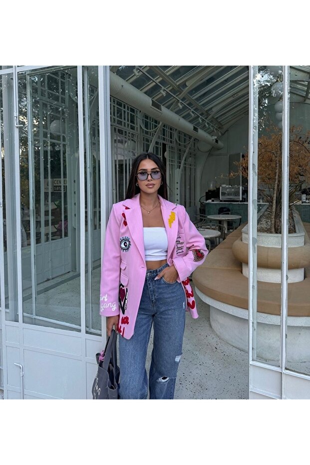 Oversize Striped Blazer Jacket - 1