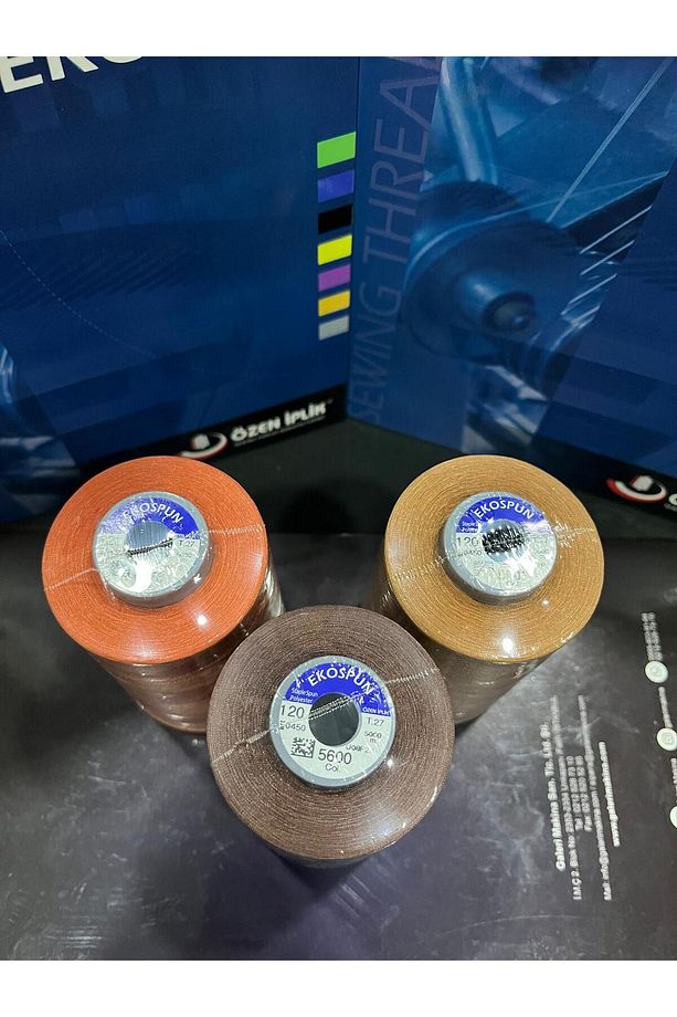 3' LÜ Set Dikiş Ipliği 120 No 5000m Polyester EKOSPUN , YÜKSEK MUKAVVEMETLİ , ULTRA KALİTELİ - 3
