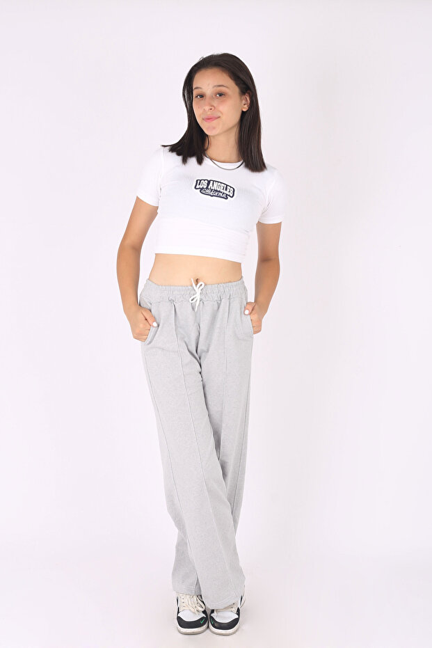 Crop T-Shirt and Flared Leg Sweatpants-Top-Bottom Set
