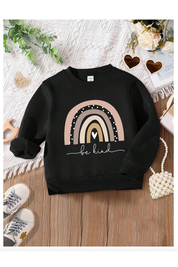 Cotton Special Design Printed Black Kids Sweatshirt