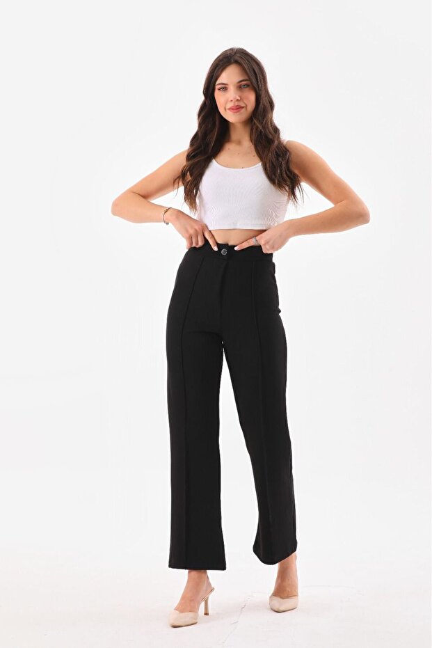 WOMEN'S FRONT-STITCHED LYCRA SPANISH WIDE-LEG TROUSERS