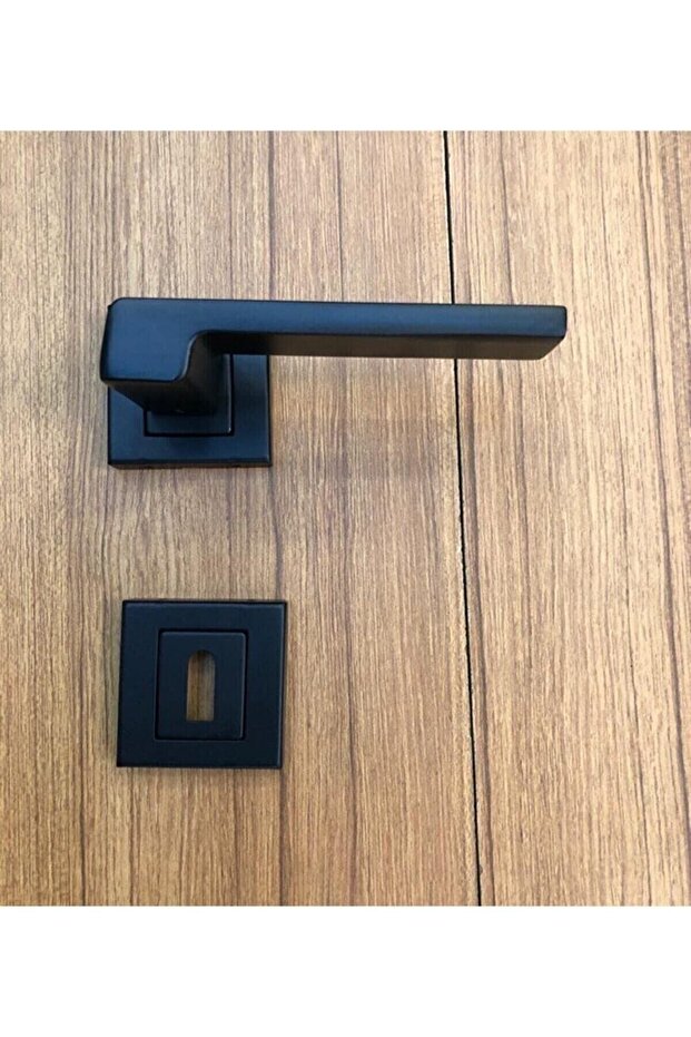 Anka Çelik Mat Siyah Kare Rozetli Oda Kapı Kolu (İÇ KAPI) - ODA KAPI KOLU - 4