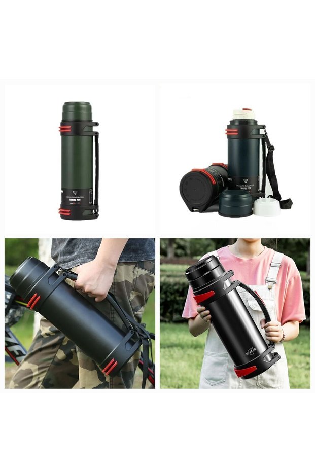 Stainless 2 Liter 2000 ml 24 Hours Insulated Vacuum Thermos Camping Travel Activity Thermos