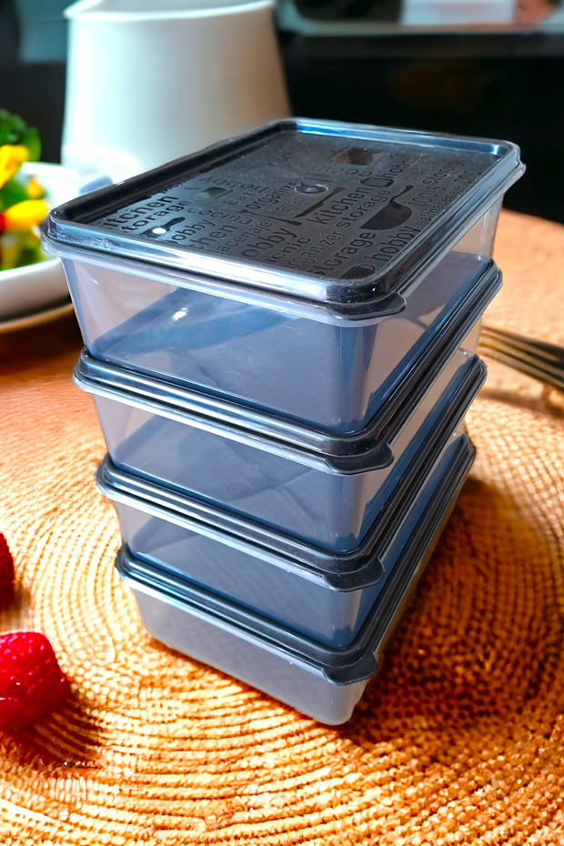 Set of 4 Gray Food Storage Container - Pp 5 Box That Can Enter Microwave, Deep Freezer, 1.7 Lt - 2