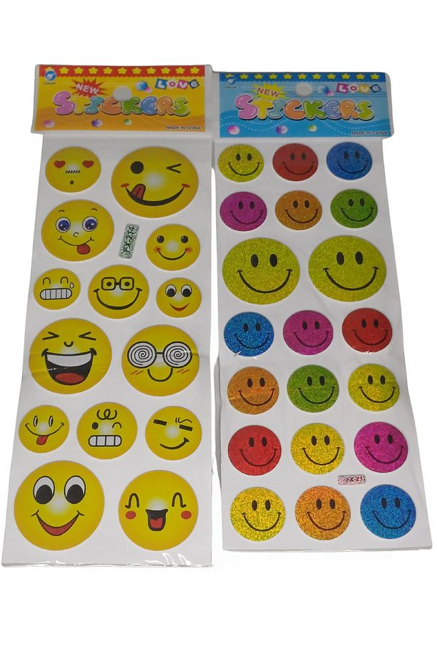 Emoji Gülen Yüzler 2'li Sticker Set - 1