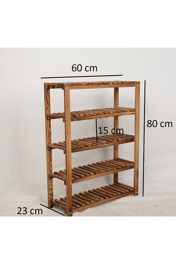 5 Katlı Masif Ahşap Ayakkabılık Ahşap Ayakkabı Rafı 60x80 - 3