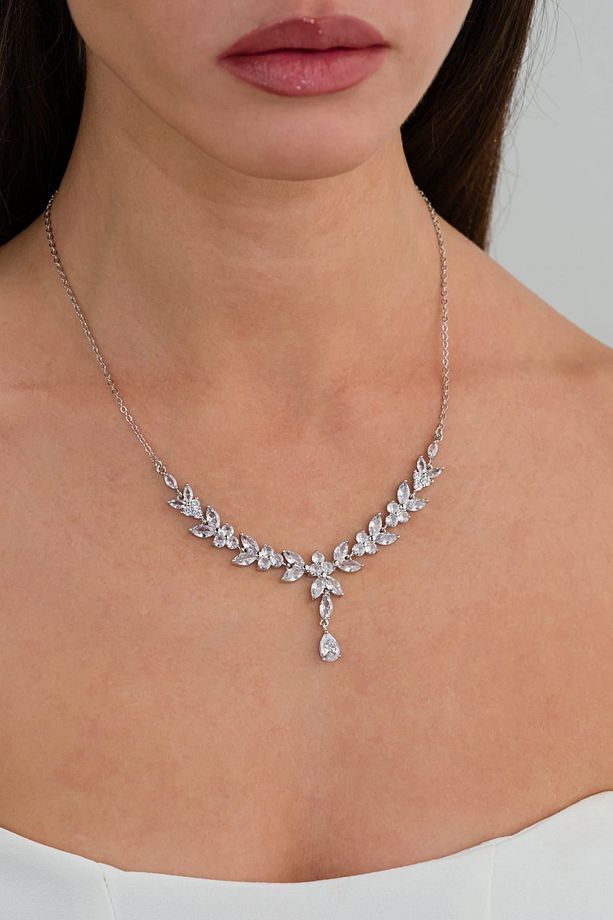 Lily Zirkon Taşlı Takı Seti Kolye Küpe Bileklik Düğün Takı Seti - 5