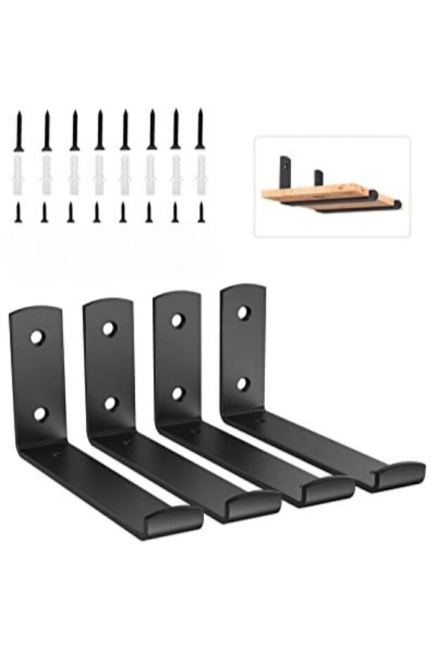 Siyah Raf Askı Aparatı 4 adet Raf Altı Ayak - 1