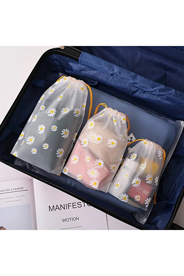3-Piece Waterproof Daisy Pattern Bag - 1