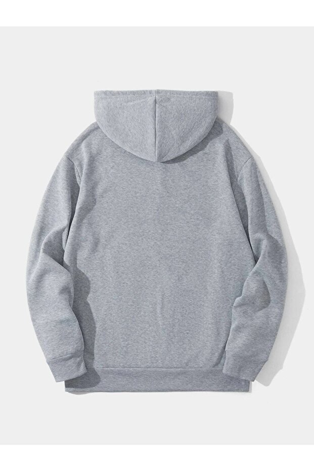 Unisex Basic Kapüşonlu Cepli Sweatshirt - 2