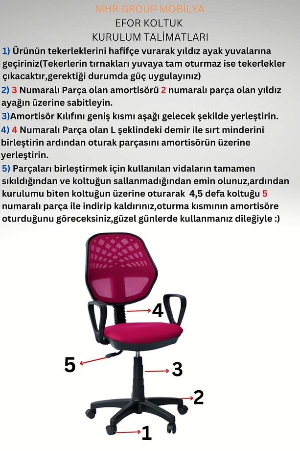 Pembe Fileli Ofis Sandalyesi,bilgisayar Sandalyesi,çalışma Sandalyesi,döner Sandalye - 7
