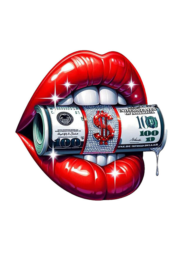 Dollar Lip Sticker Car, Motorcycle, Helmet, Laptop, Glass Sticker 13X10 cm
