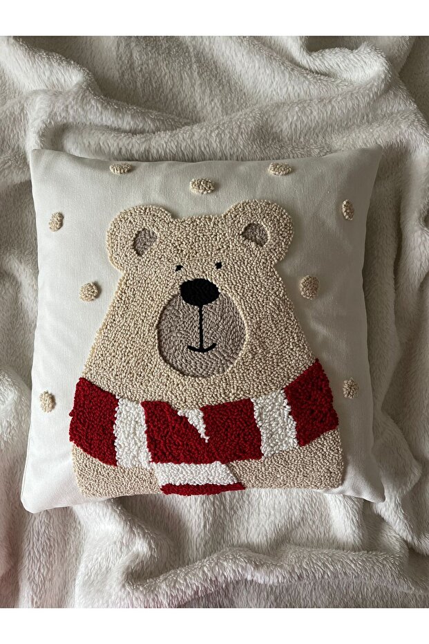 Decorative Cushion Cover Embroidered with Punch Embroidery (100% Hand Embroidery-40X40) Model: Ppk045