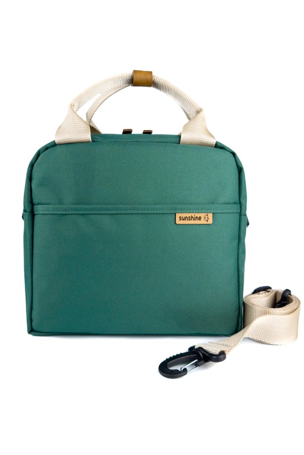 Waterproof Thermal Shoulder Bag Meal Carrying Bag Supplementary Food Lunchbox Green
