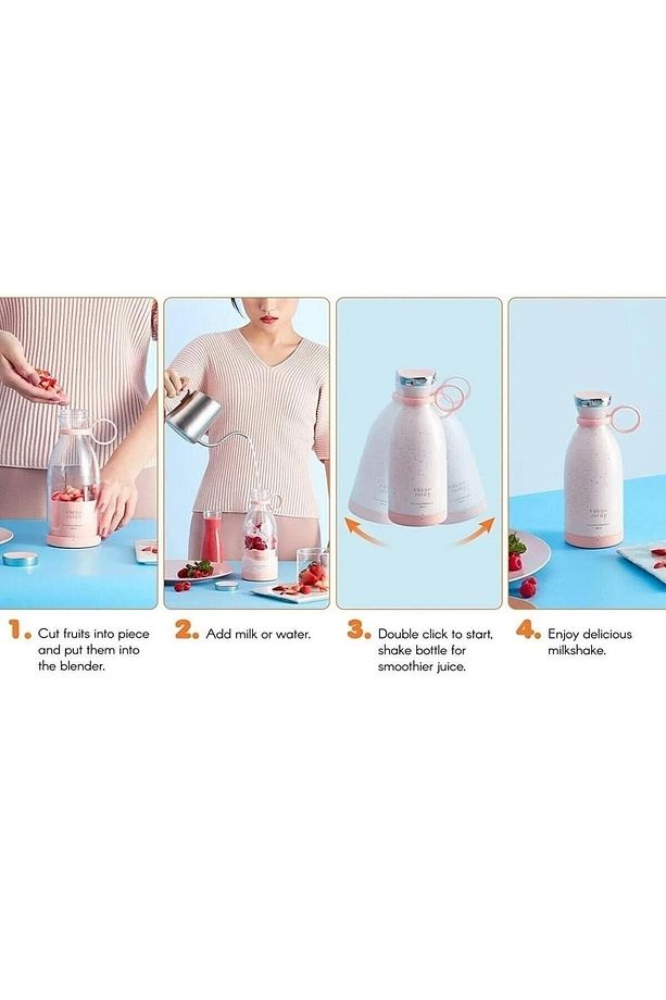 Taşınabilir Blender Şişe Smoothie, Shake Yapıcı, Mini Blender Usb Şarj Edilebilir, 350 Ml - 2