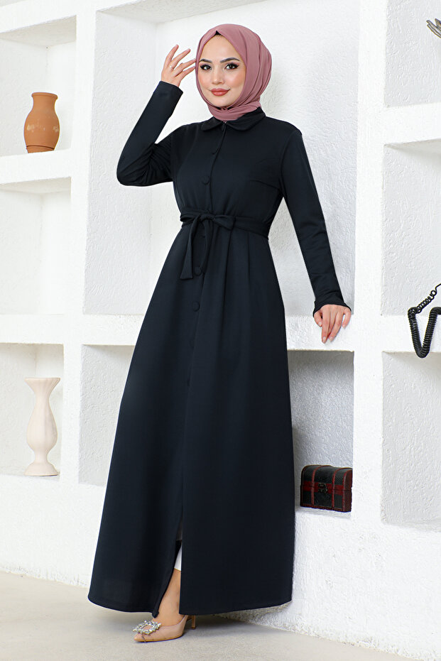 Navy Blue Buttoned Cap - Msl4225 - 1