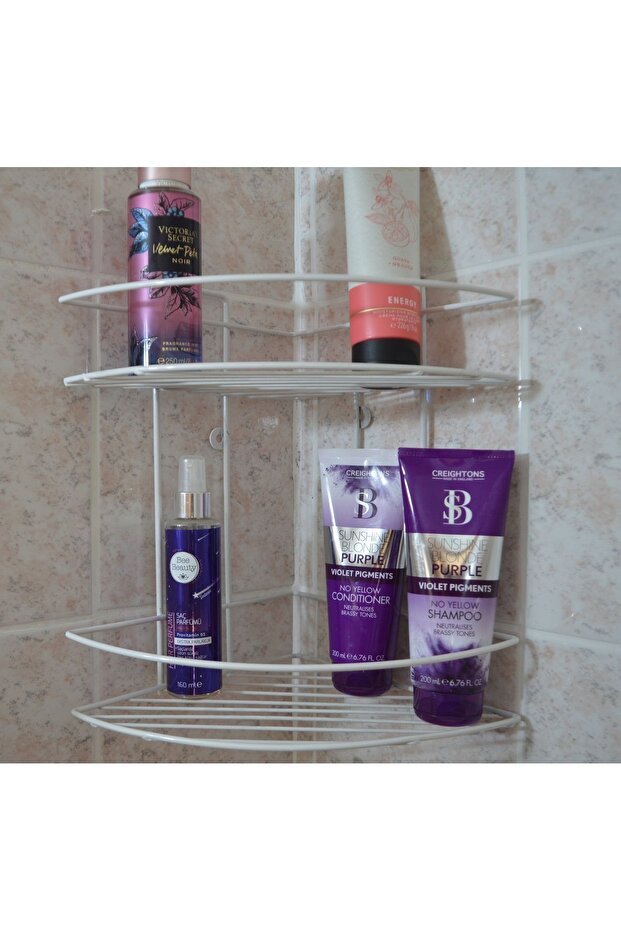 Stainless Double 300x230x320 Bathroom Corner Steel White Shelf Shampoo Holder Corner Holder