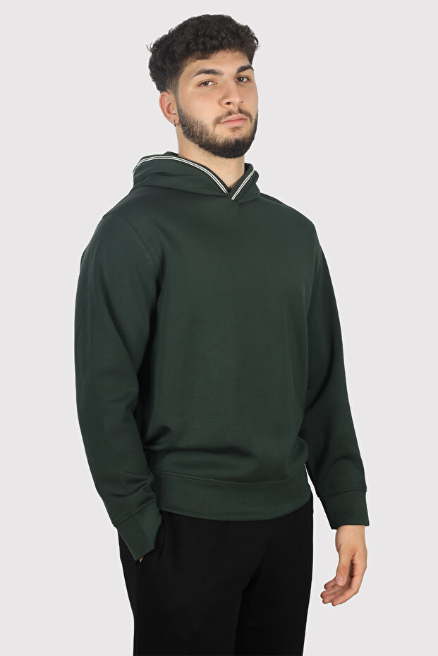 Men's Logo Cotton Hooded Long Sleeve Dark Green Sweatshirt 6D1M99 1Jrrz-0565