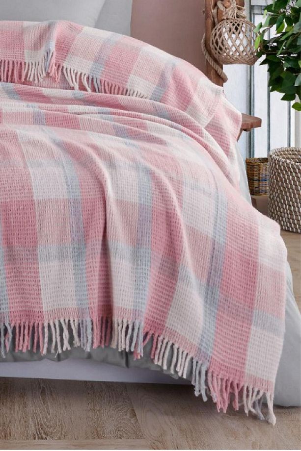 Battaniye Pamuklu Tek Kişilik Warm Soft Pudra - 3