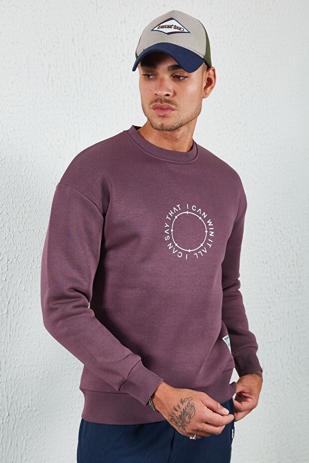 Baskılı Basic Sweat Mürdüm - 2