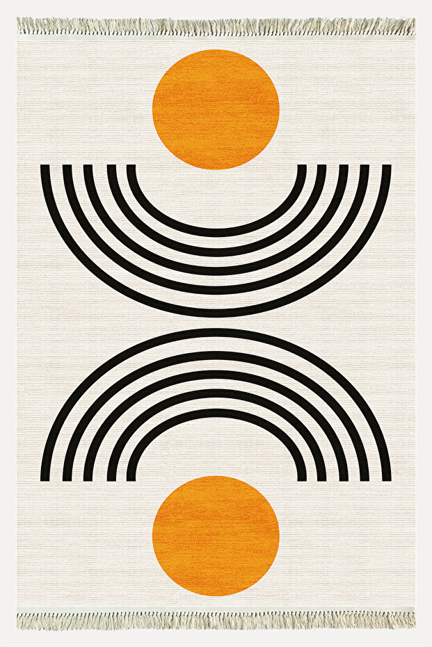 Ethnic Boho Style Cotton Rug - 80 Cotton Base in Cream Tones