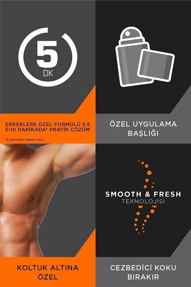 Men Tüy Dökücü Krem Normal Ciltler 200 ml + Duşta Tüy Dökücü Krem 150 ml +  Koltuk Altı Özel 100 ml - 5