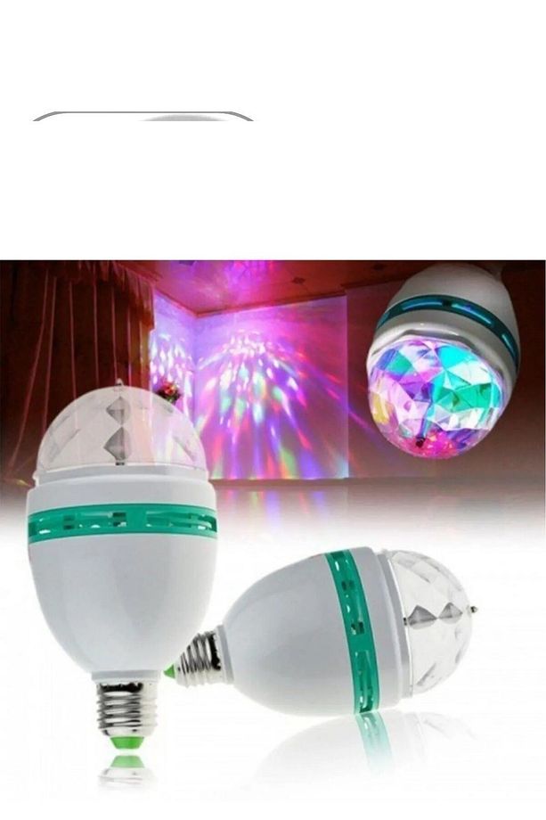 Renkli Disko Ampulü Lambası E27 Duy Dahil Led Ampul Dönen Disco Topu Lambası - 2