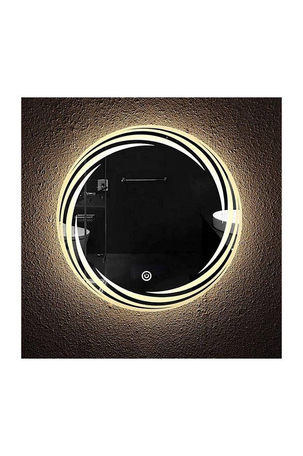 70 Cm Kumlamalı Dokunmatik Tuşlu Yuvarlak Ledli Ayna Duvar Salon Banyo Wc Ofis Yatak Odası Boy Ledli - 3