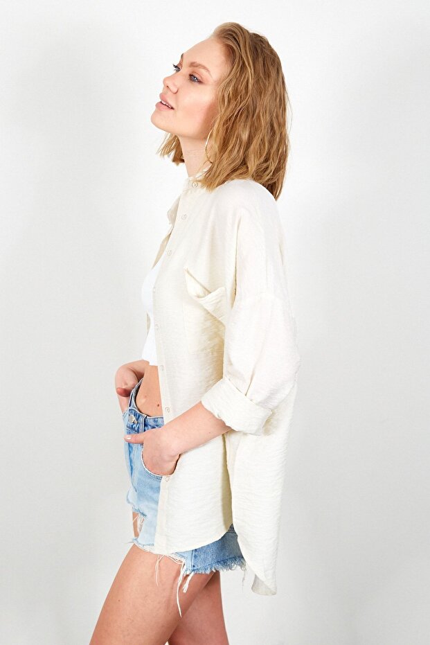 Taş Oversıze Kadın Gömlek - 2