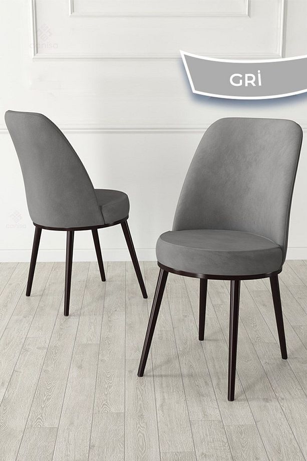 Nix Serisi Açılabilir 70x114 Barok Ahşap Desen Mutfak Masası Takımı ve 6 Gri Sandalye - 5