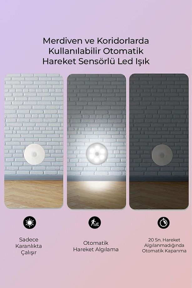 Nanopro Hareket Sensörlü Usb Şarjlı Led Işık Aydınlatma Lamba Mutfak Salon Merdiven Yatak Odası - 4