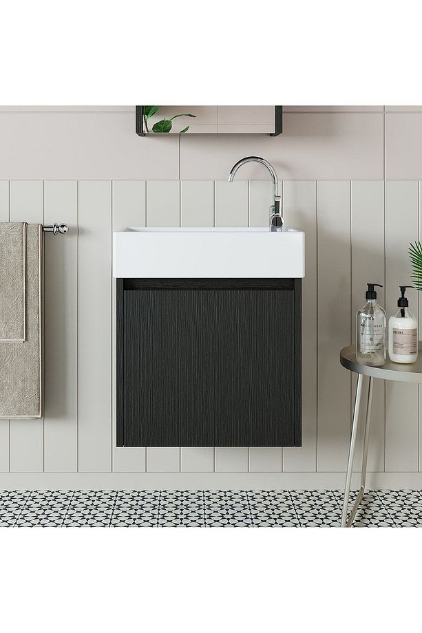 Ayaksız Tek Kapaklı Lavabolu 50 Cm Banyo Dolabı Tuvalet Kâğıtlığı Suntalam Tuvalet Standı - 1
