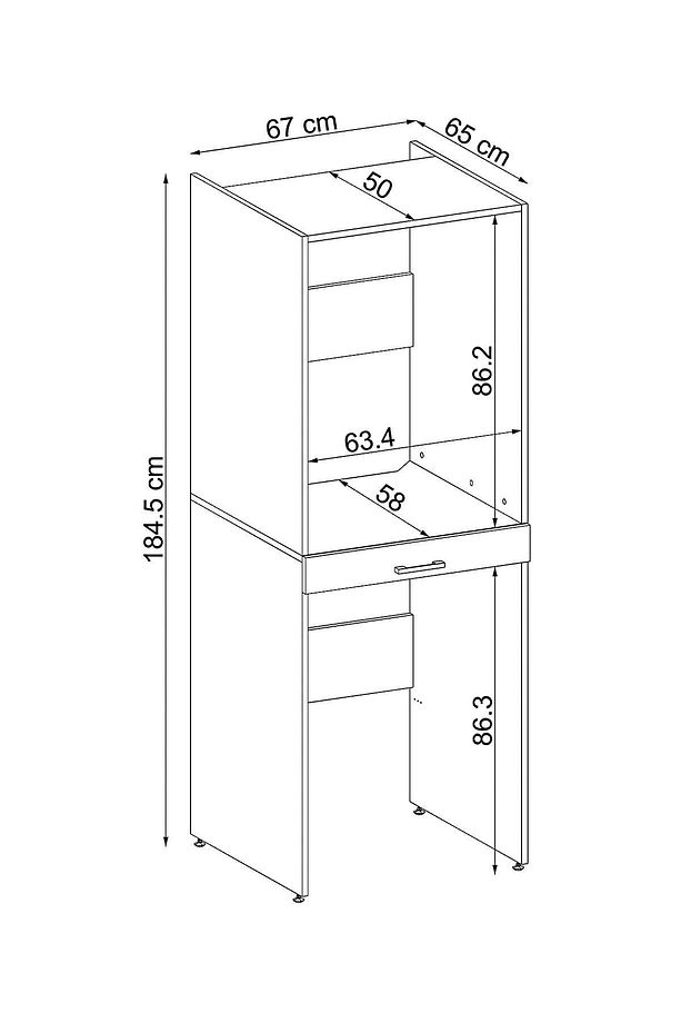 Çamaşır Ve Kurutma Makinesi Dolabı Mat Beyaz - 9