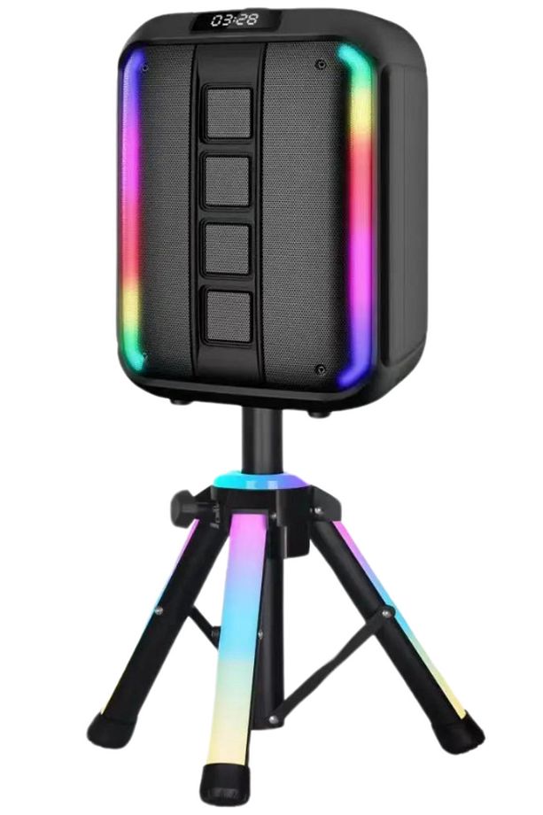 Bluetooth Hoparlör Tripod Ayaklı BT/USB/TF/FM Kablosuz Mikrofon Kumanda Led Işık Woofer Tweeter 12'' - 5